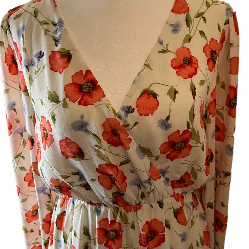 Forever 21 Floral Long Sleeve Tiered-Hem Mini Dress Size Medium - Picture 8 of 12